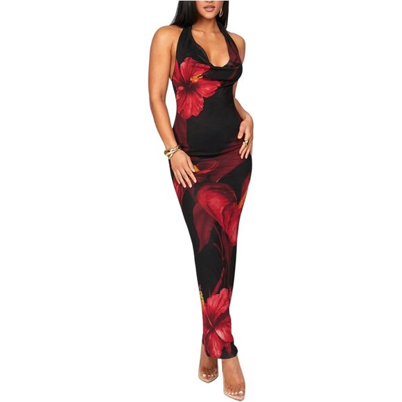 print halter dress Erica African Print Halter Maxi Dress main image 1